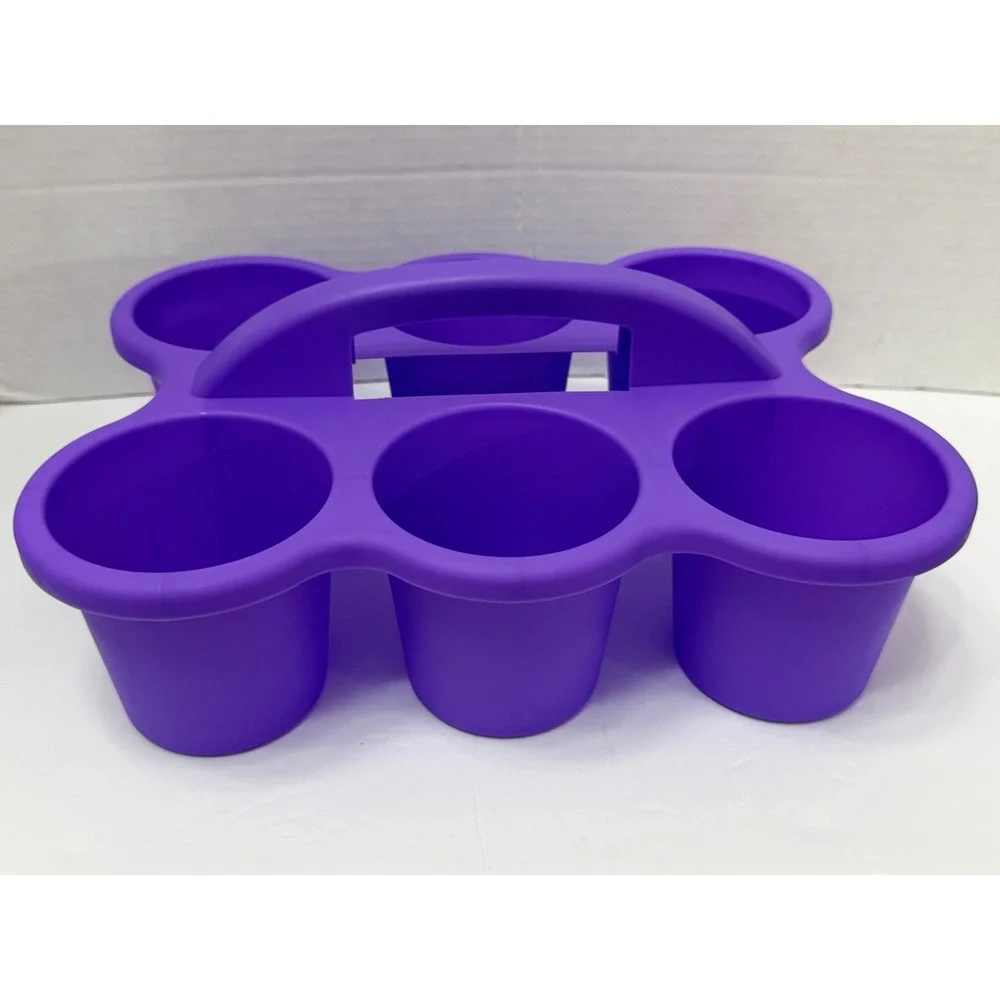 Teaching Tree Purple Plastic Cup Caddy 6 Holes Classroom Art Supply Organizer